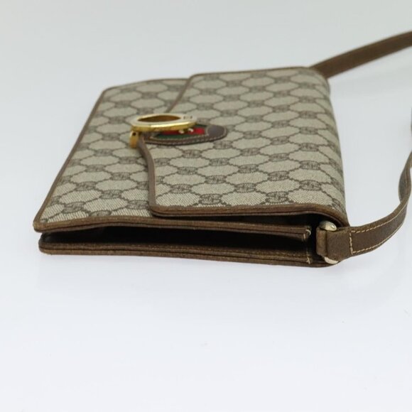 GUCCI GG Supreme Web Sherry Line Shoulder Bag PVC Beige Gold Auth - Picture 4 of 16